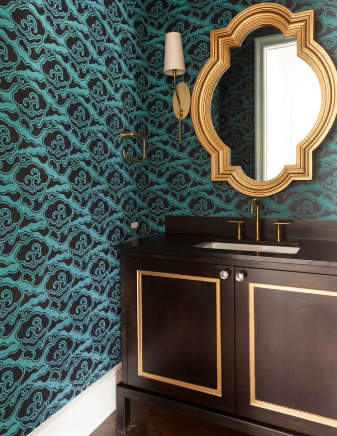 zwart en turquoise behang