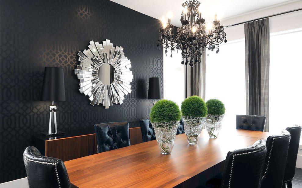 Zwart behang (82 foto's in het interieur)