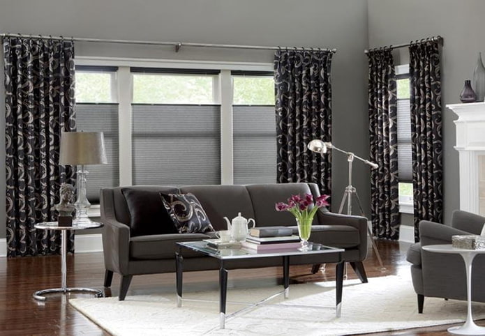 Jacquard gordijn in de woonkamer