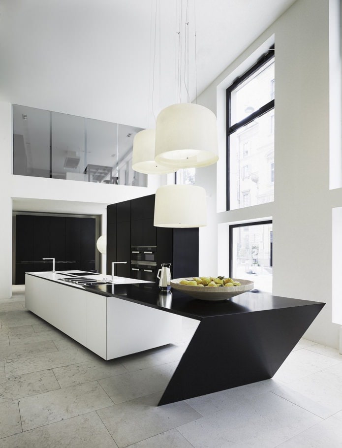 moderne zwarte set in het keukeninterieur
