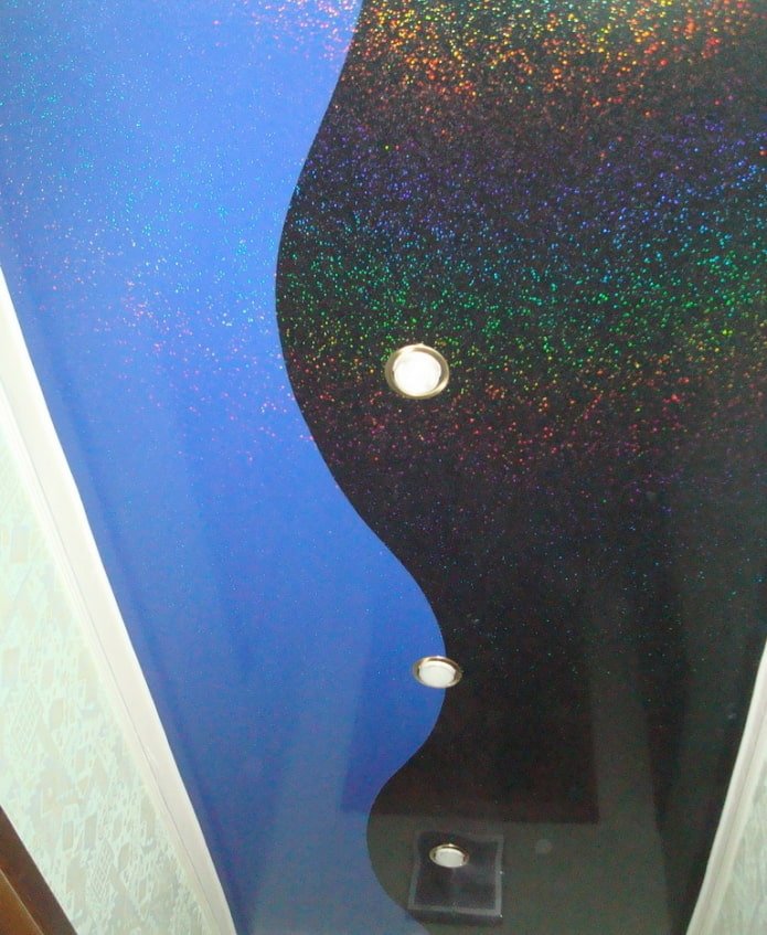 zwarte en blauwe stretchstof met glitter
