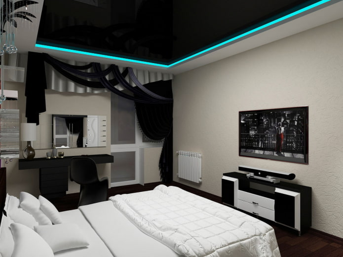 zwart spanplafond met achtergrondverlichting