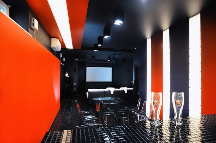zwart en rood interieur