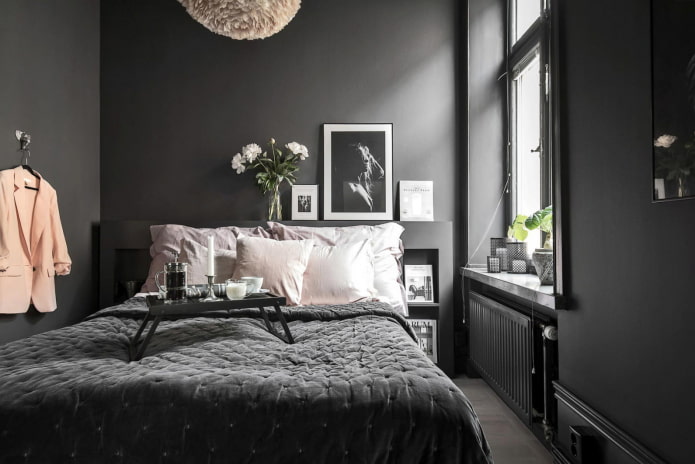 zwart-grijze slaapkamer