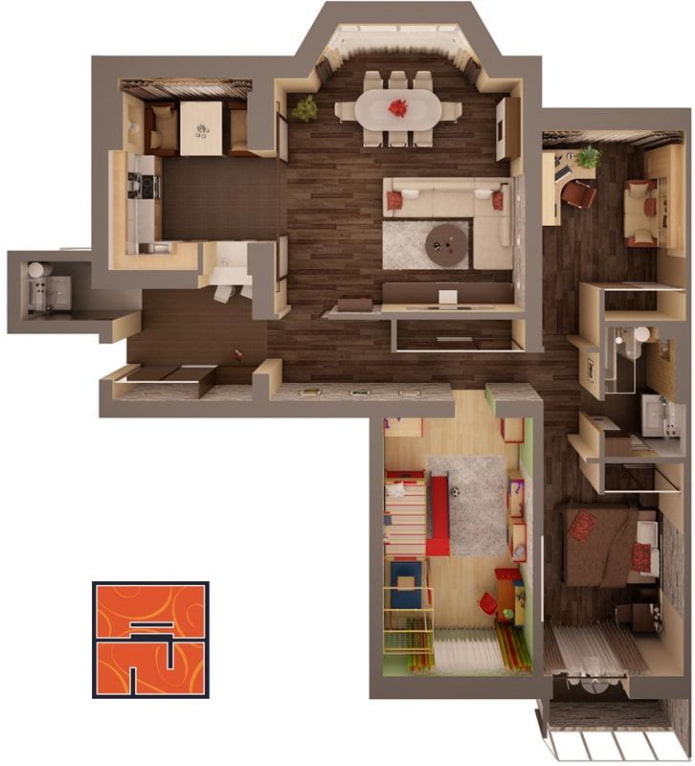 Indeling 4-kamerappartement
