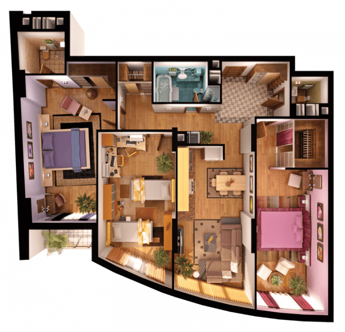 Indeling 4-kamerappartement