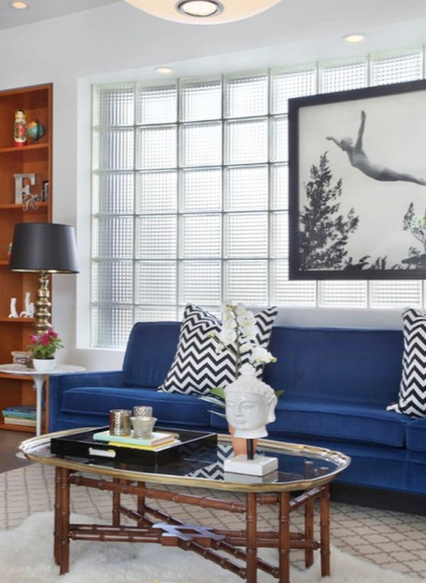 glasblokken in de woonkamer