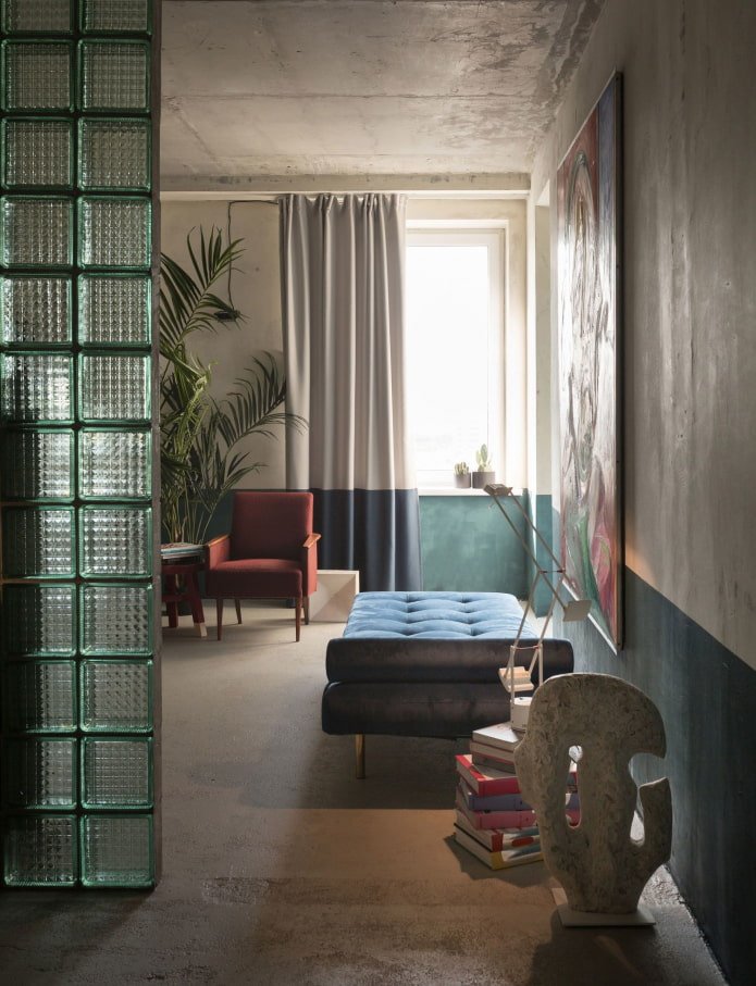 glasblokken in de woonkamer