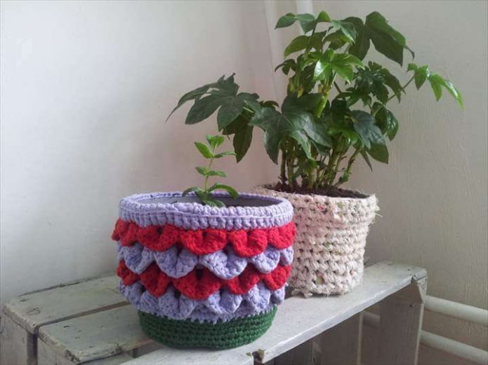 gehaakte hoes voor een pot