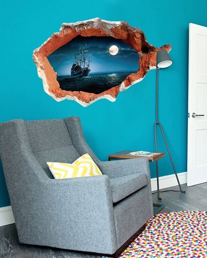 sticker op de muur in het interieur