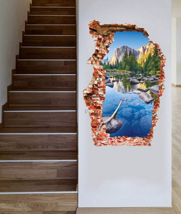 sticker op de muur in het interieur