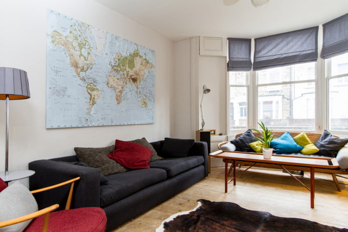 Wereldkaart in het interieur