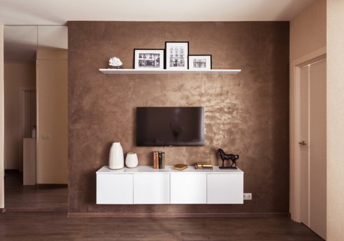 bruin pleisterwerk in het interieur