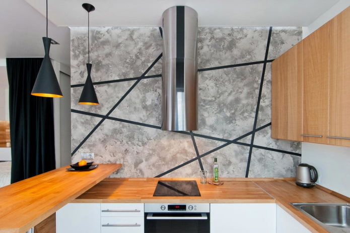 tweekleurig gips in het interieur van de keuken