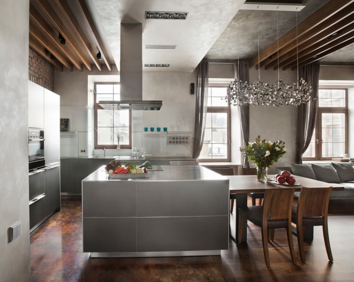 pleisterwerk in de keuken-woonkamer