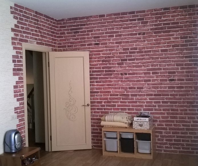 rood baksteenbehang