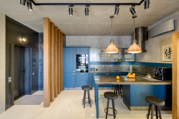 houten scheidingswand in het interieur