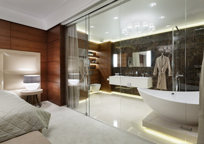 transparante scheidingswand in het interieur