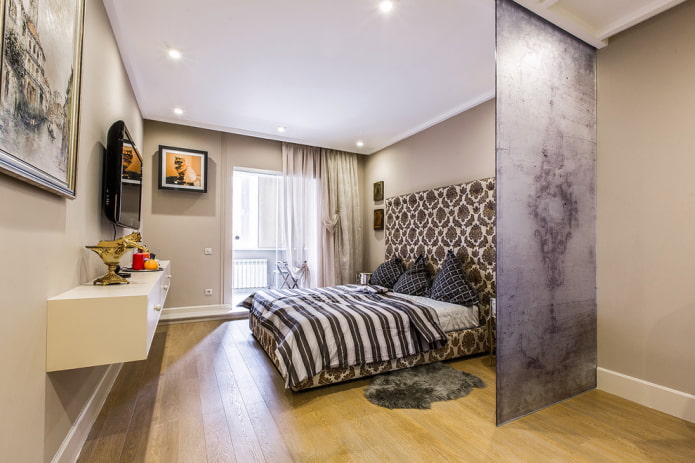 scheidingswand in het interieur van de slaapkamer