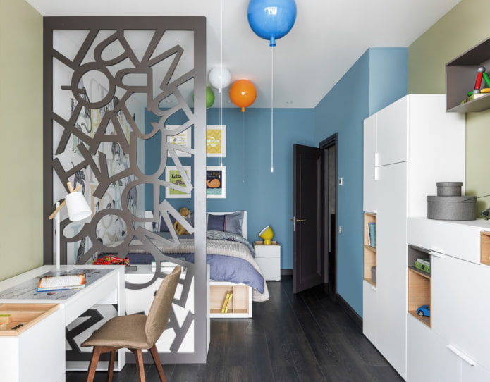scheidingswand in het interieur van de kinderkamer