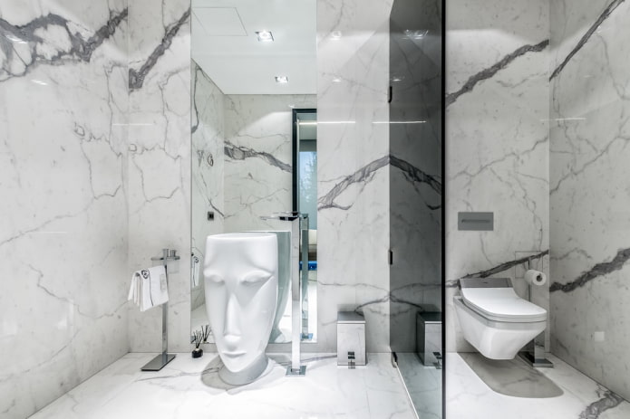 scheidingswand in het interieur van de badkamer