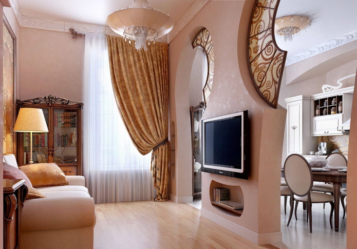 krullende scheidingswand in het interieur