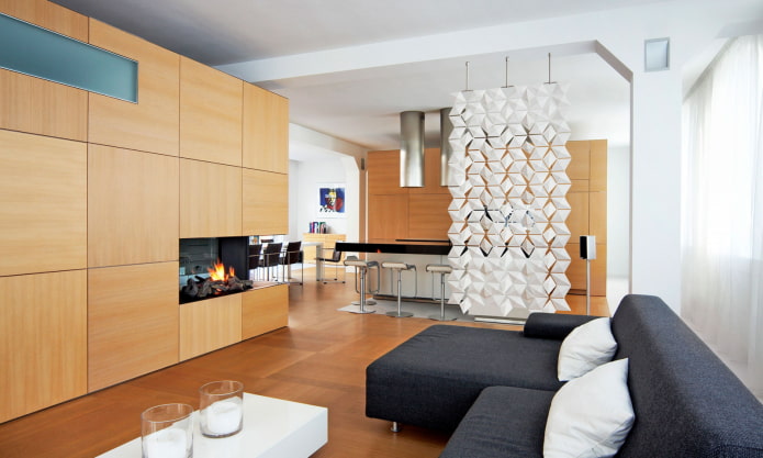 zwevende wand in het interieur