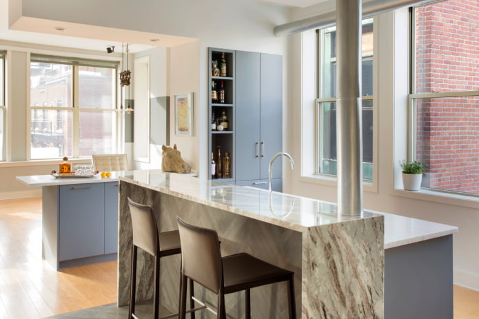 bar van decoratieve steen in het interieur