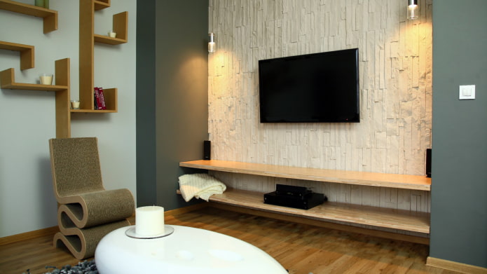 decoratieve stenen afwerking in het interieur