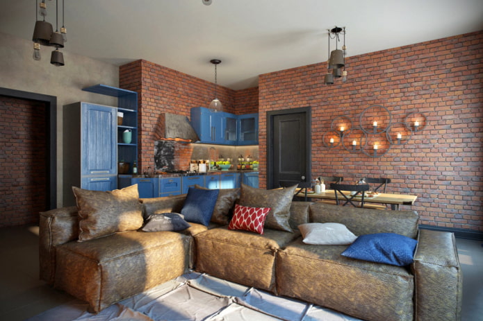 decoratieve baksteenafwerking in loftstijl