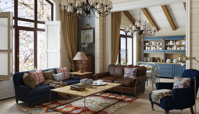 donker interieur van de woonkamer