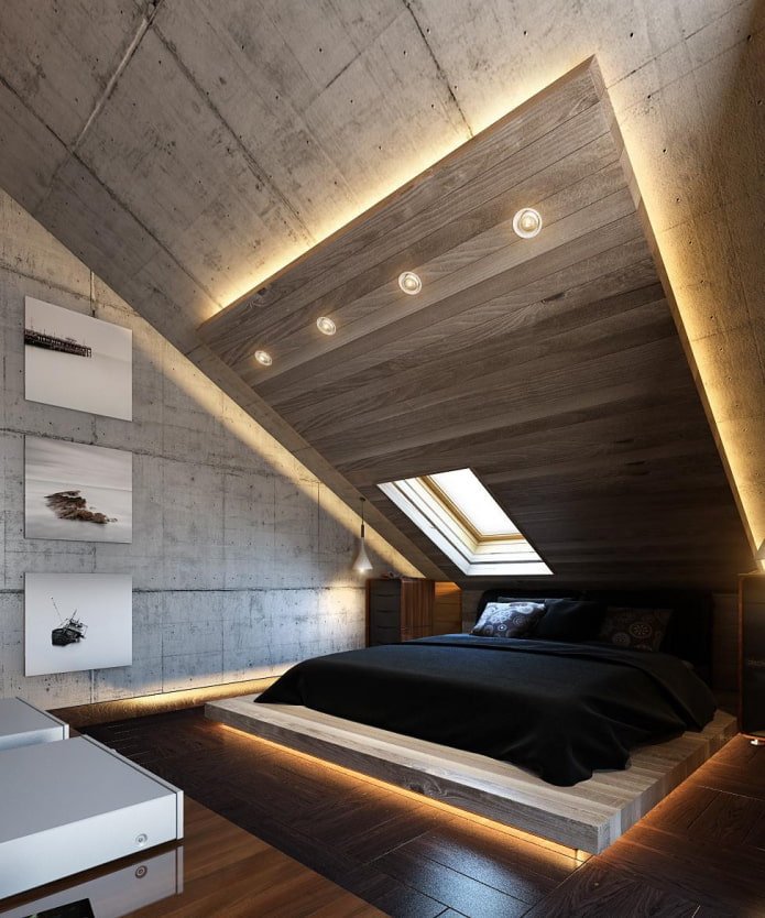 houten plafond met achtergrondverlichting