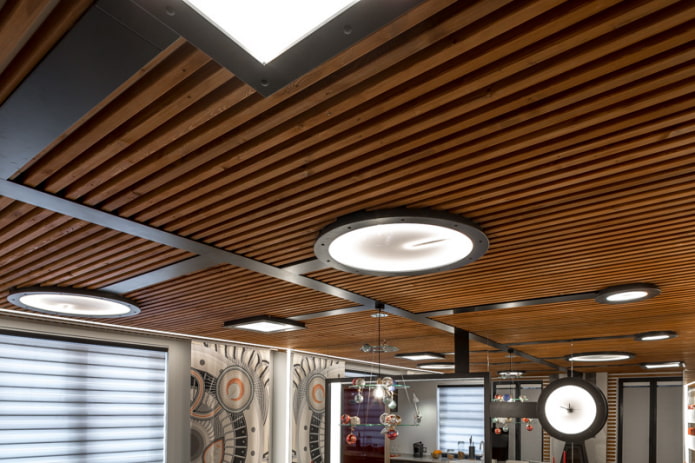 plafond van houten latten 