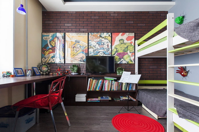 zonering van een kinderkamer voor twee jongens