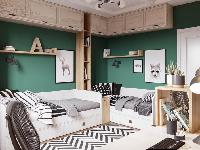 kinderkamer voor twee jongens in Scandinavische stijl