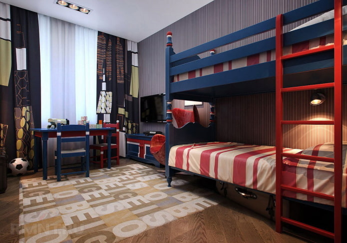 ontwerp van een kinderkamer voor twee jongens