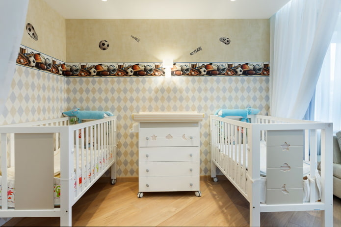 zonering van een kinderkamer voor twee kleuters