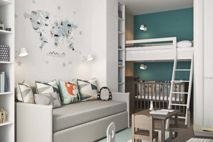 kinderkamer voor twee jongens van verschillende leeftijden