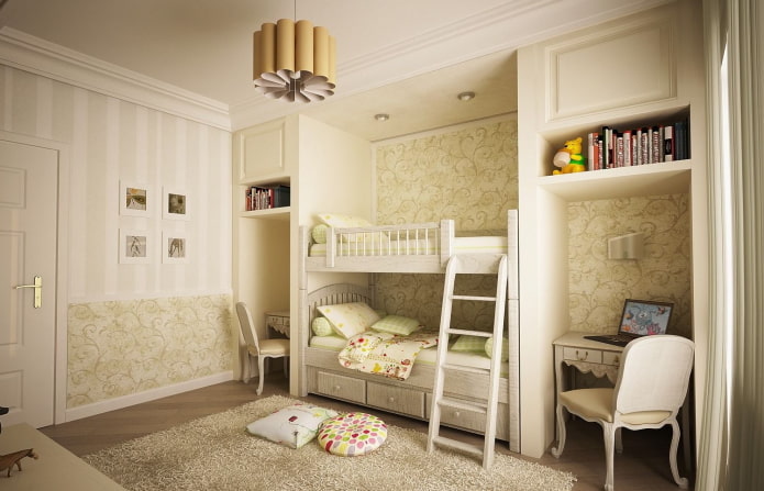 Kinderkamer voor twee jongens in klassieke stijl