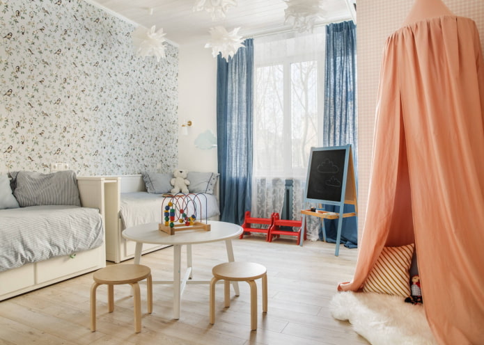 Een kamer in pastelkleuren