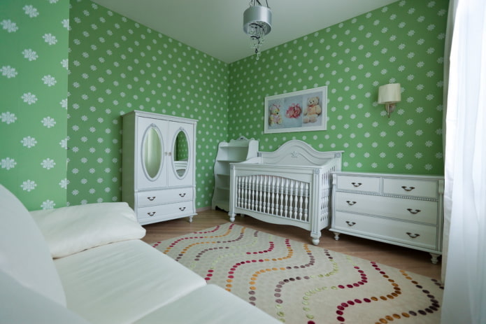 Kleurenschema voor het ontwerp van een babykamer
