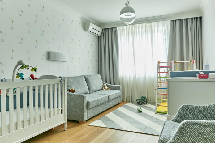 kleurenschema in het ontwerp van een babykamer