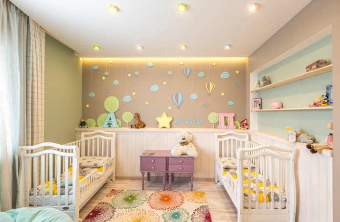 ontwerp van een babykamer voor een tweeling