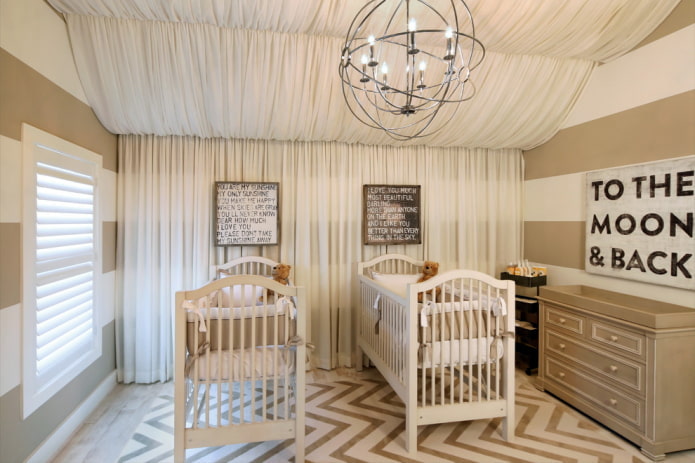 ontwerp van een babykamer voor een tweeling
