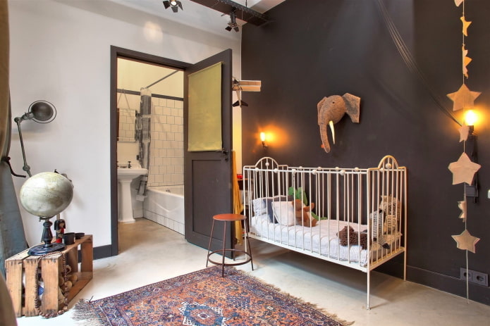 babykamer in loftstijl