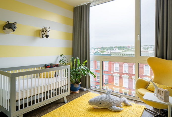 kleurenschema in het ontwerp van een babykamer