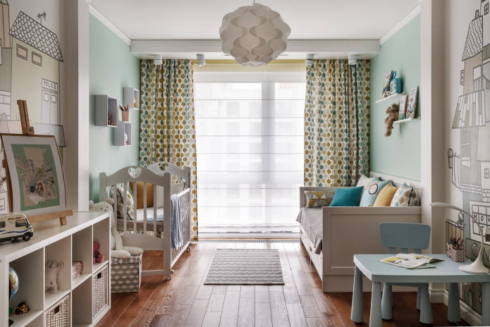 ontwerp van een kleine slaapkamer voor kinderen van verschillende geslachten