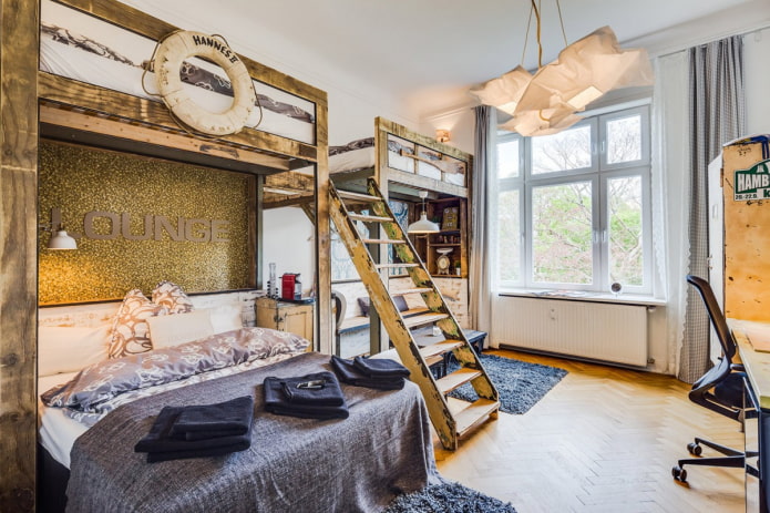 slaapkamerinterieur voor drie jongens