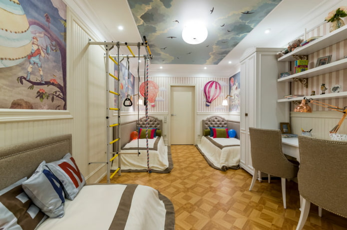 inrichting van een slaapkamer voor drie kinderen