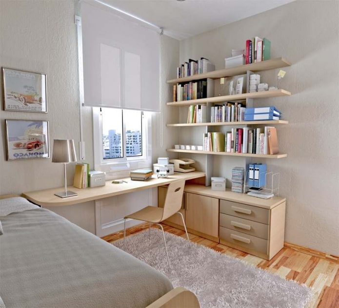 Ontwerp van een kamer in een Chroesjtsjovka voor een tiener
